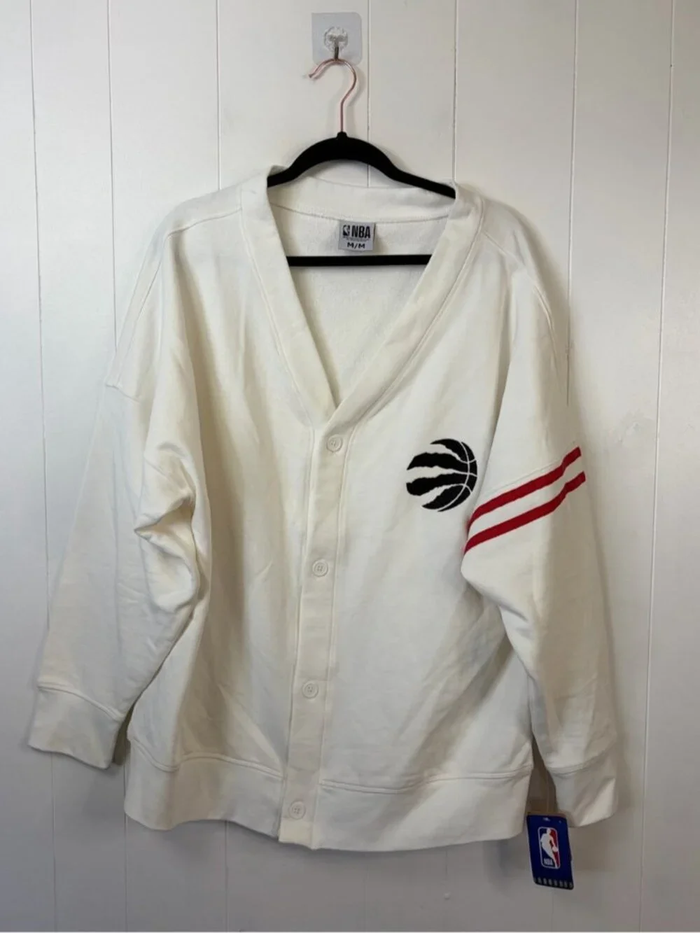NBA Toronto Raptors Cardigan Sweatshirt Varsity Streetwear NWT Mens Medium White